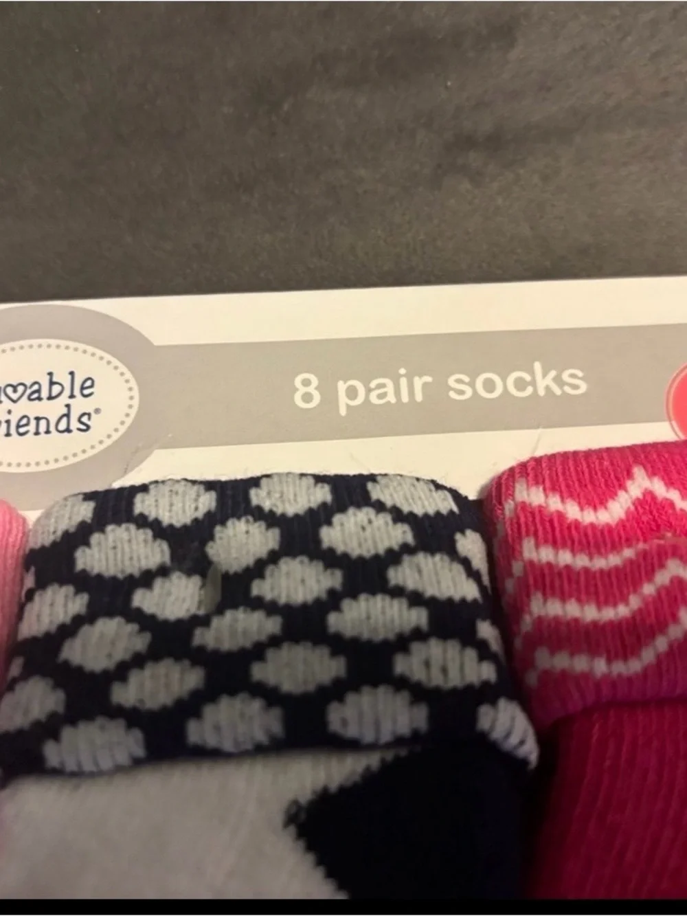 Luvable Friends Pink & Navy Patterned Kids Socks - 8 Pair